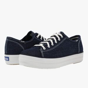 Keds Women's Indigo Blue Eco Denim Triple Kick Low Platform Sneakers, Sz 9.5